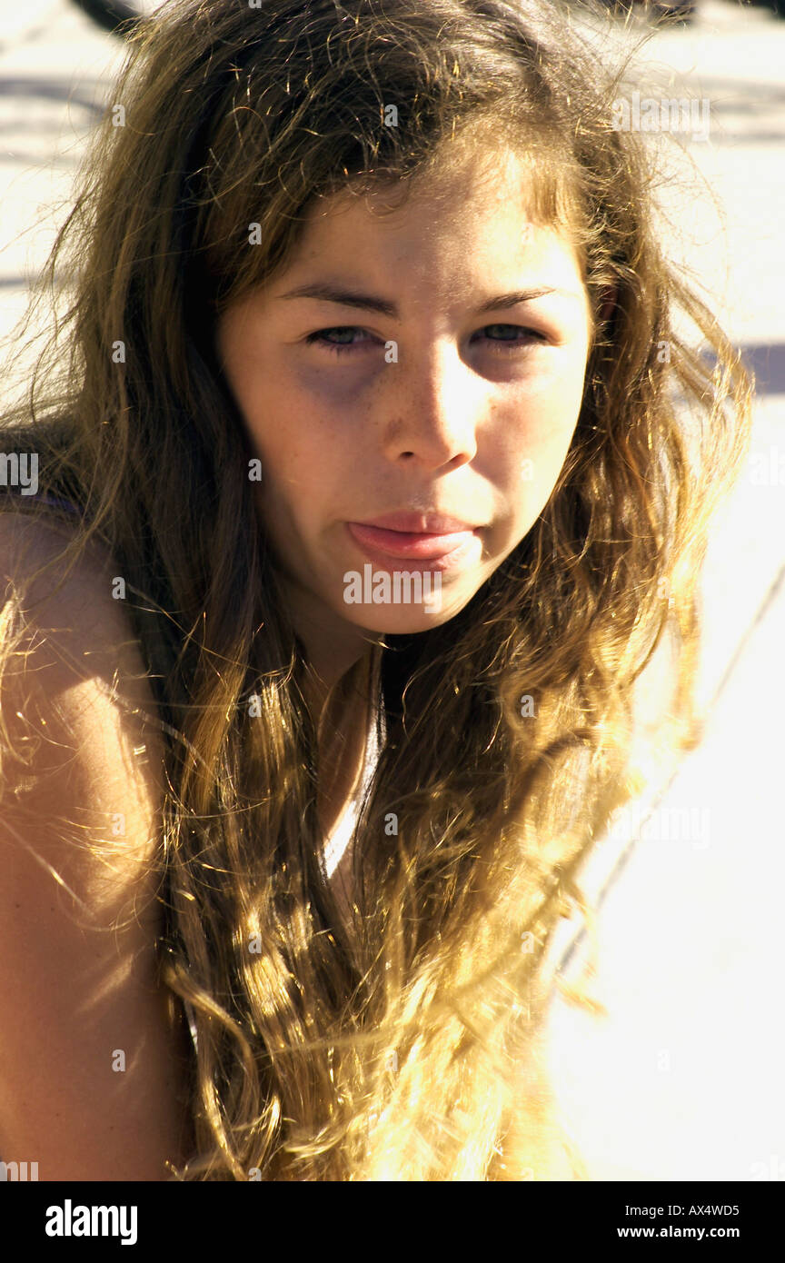 Girl long wavy hair hi-res stock photography and images - Alamy