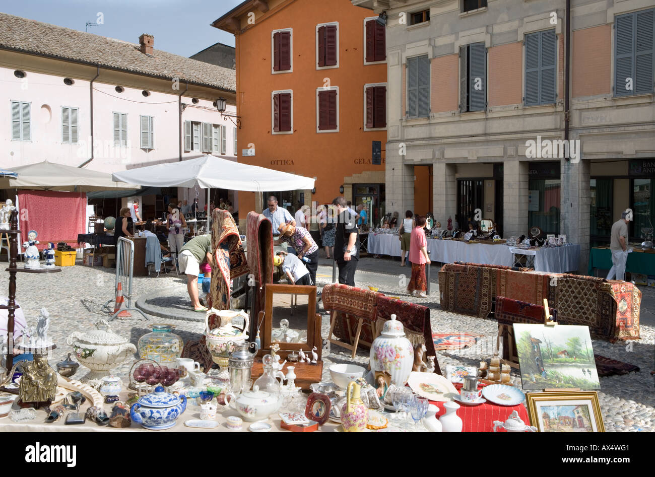 Antique and arts market Fontanellato nr Parma Emilia Romagna Italy Stock Photo