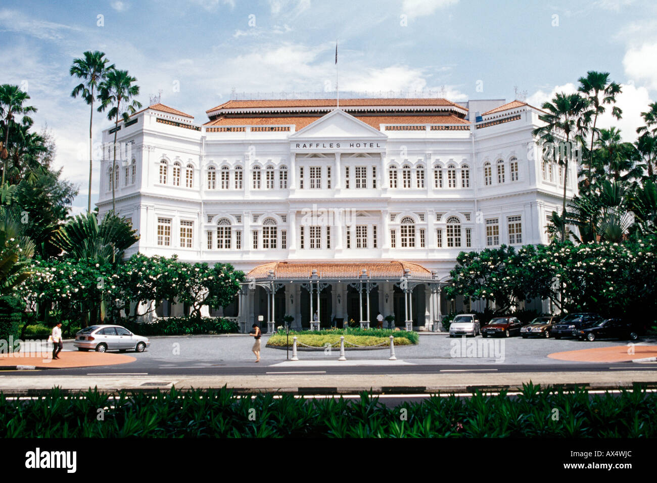 The front of the Raffles hotel in Singapore. Stock Photo