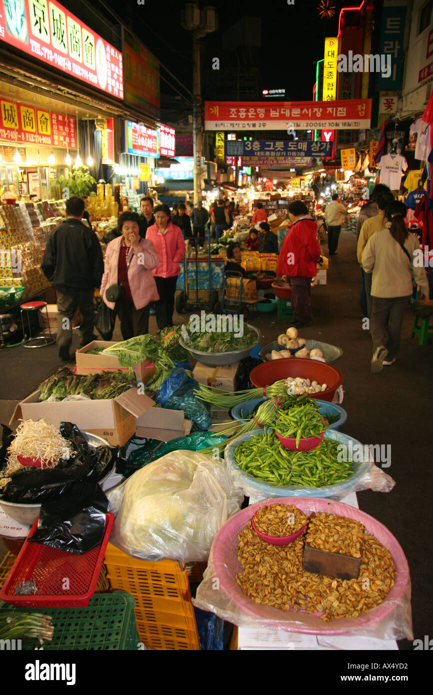Food for sale at Namdaemun market in Seoul, Korea Stock Photo