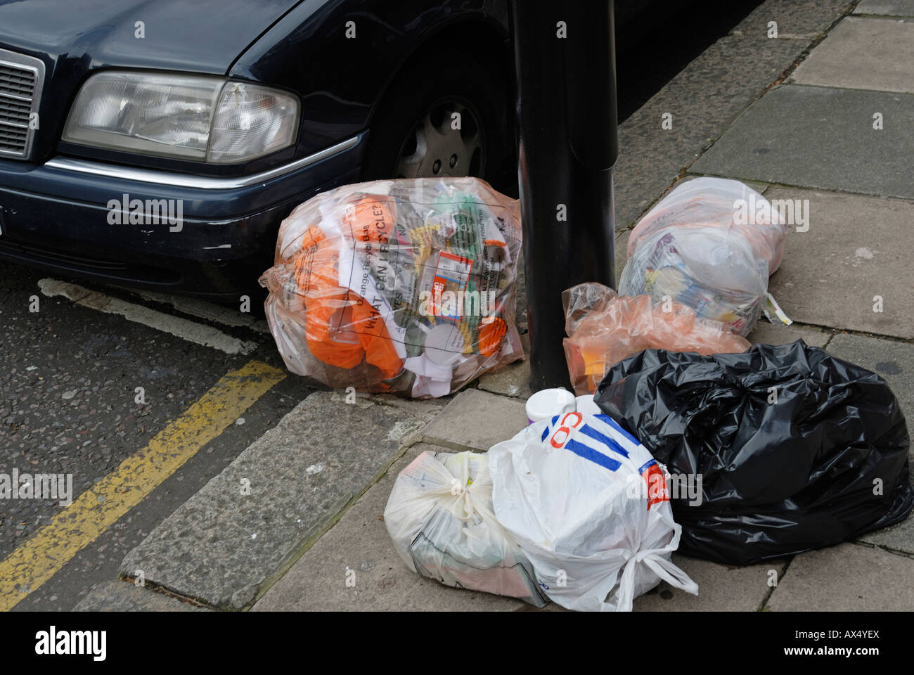 Rubbish awaiting collection London Stock Photo Alamy