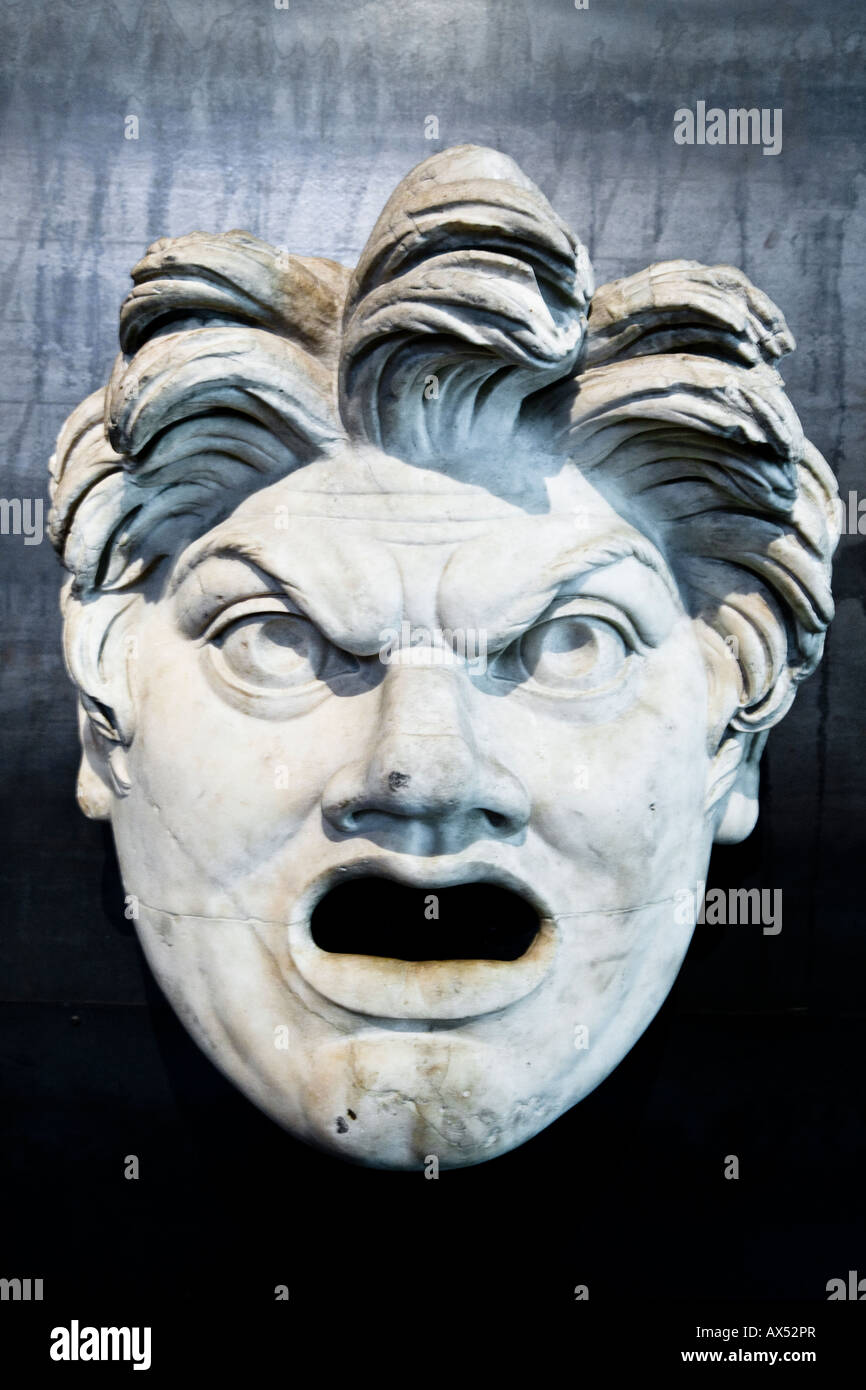 Mask of white marble from Hadrians Villa Tivoli 2nd century AD Stock Photo