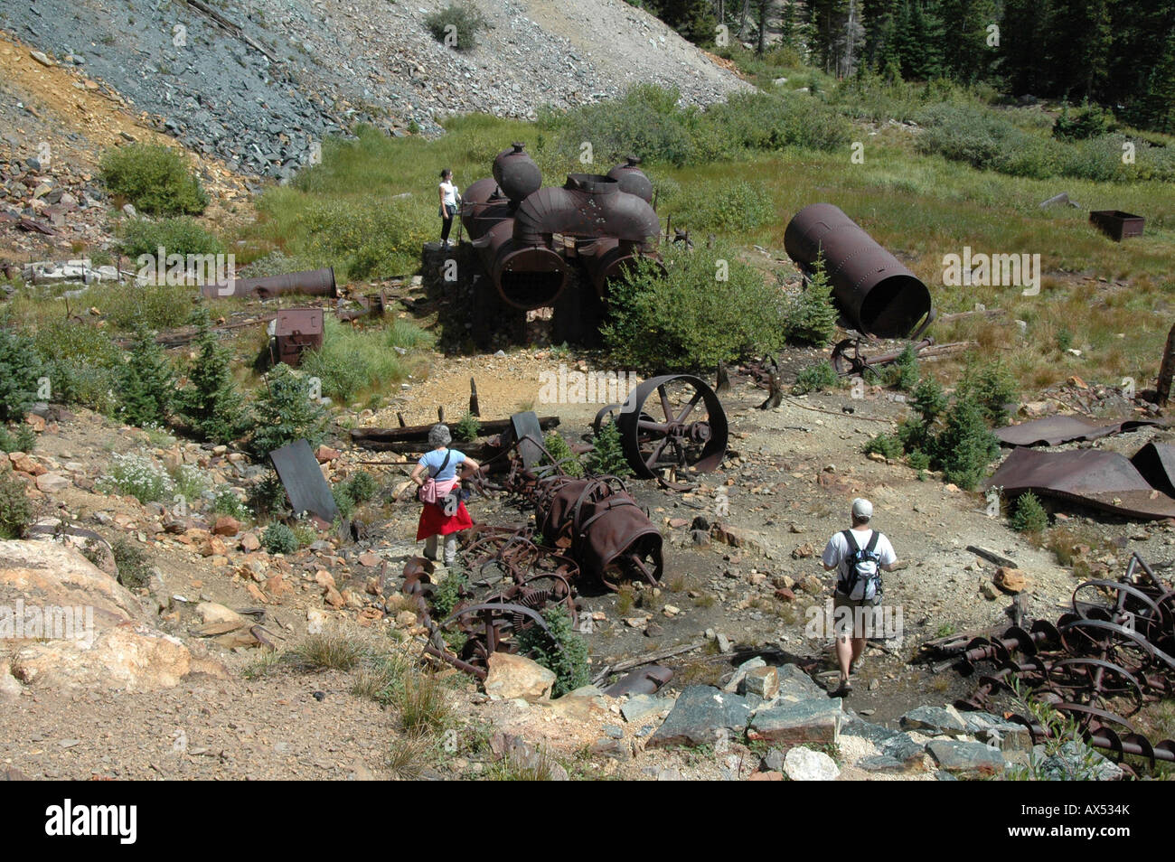 Old mining equipment abandoned at Holy Cross City, a Ghost Town, high in the Colorado Rockies Stock Photo