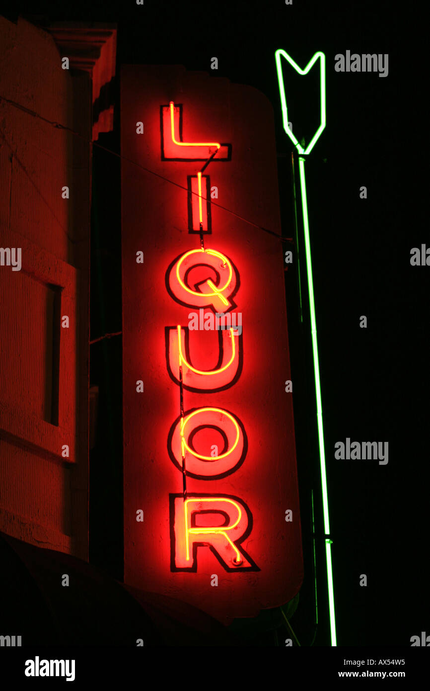 neon sign liquor Stock Photo - Alamy