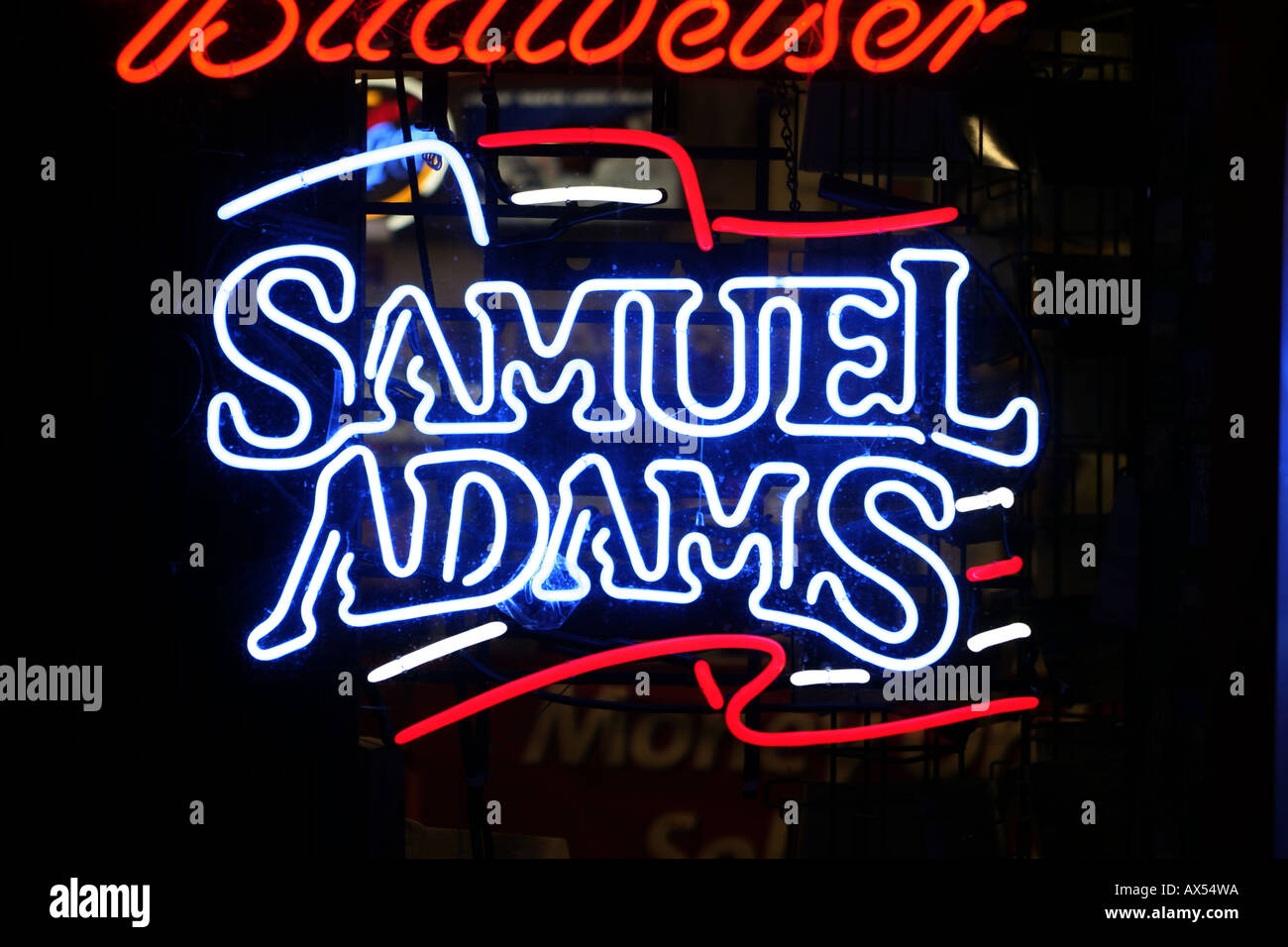 neon sign samuel adams Stock Photo