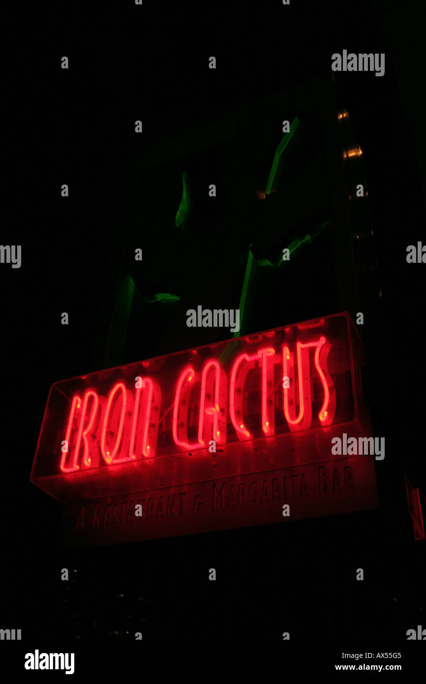 neon sign iron cactus Stock Photo