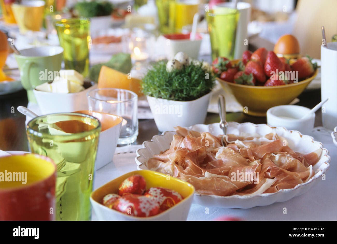 Easter table setting, close-up Stock Photo