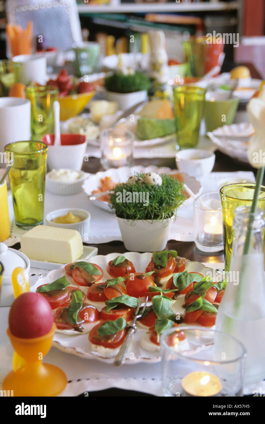 Easter table setting Stock Photo