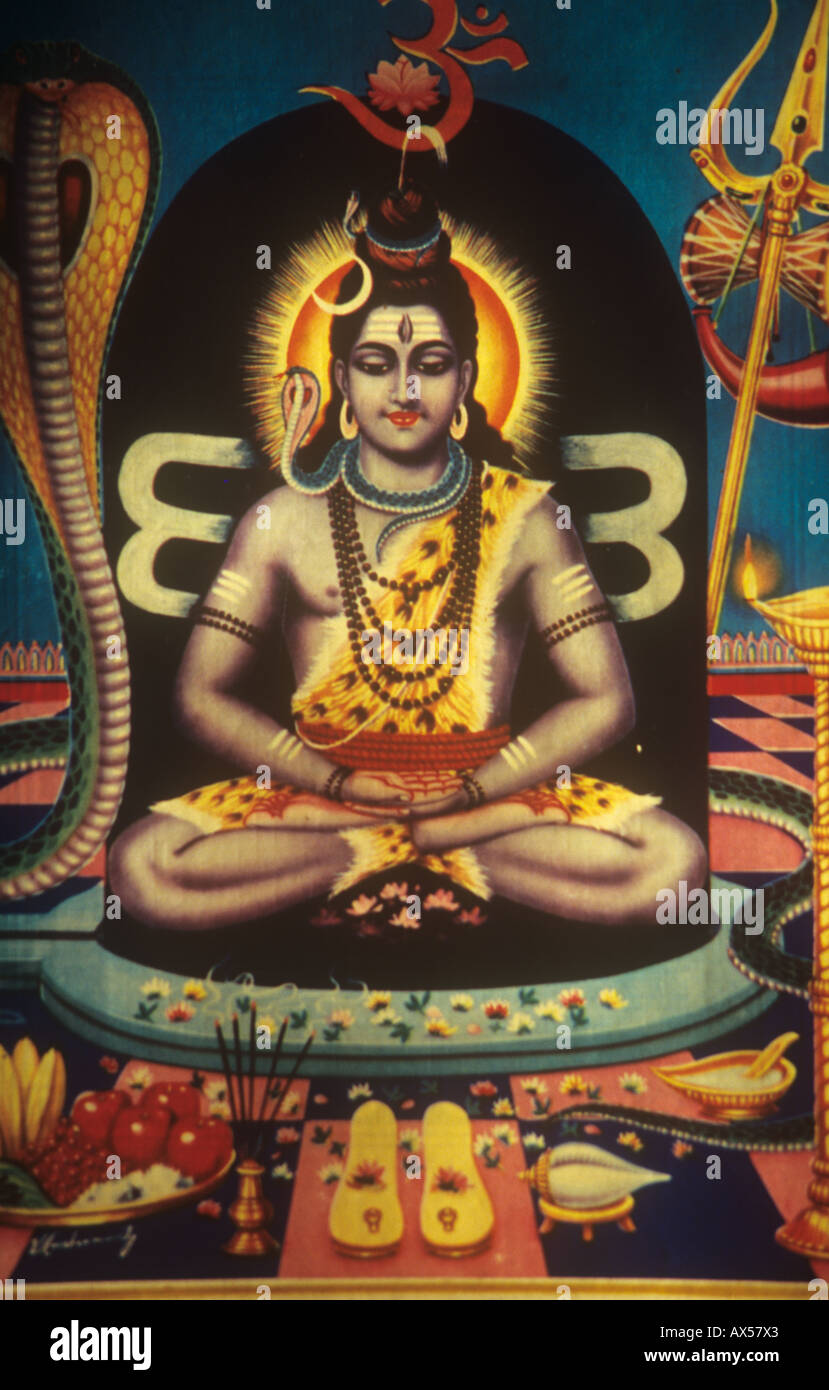 The Hindu god Lord Shiva seated in a meditative yoga position Stock