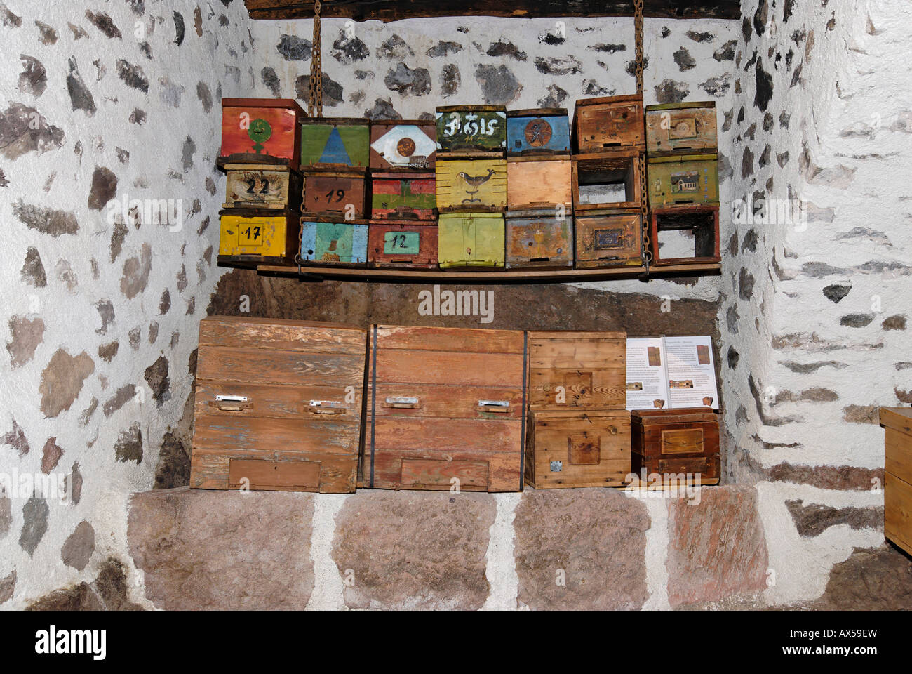 Plattner Bienenhof bee museum, historical bee hives, near Oberbozen at