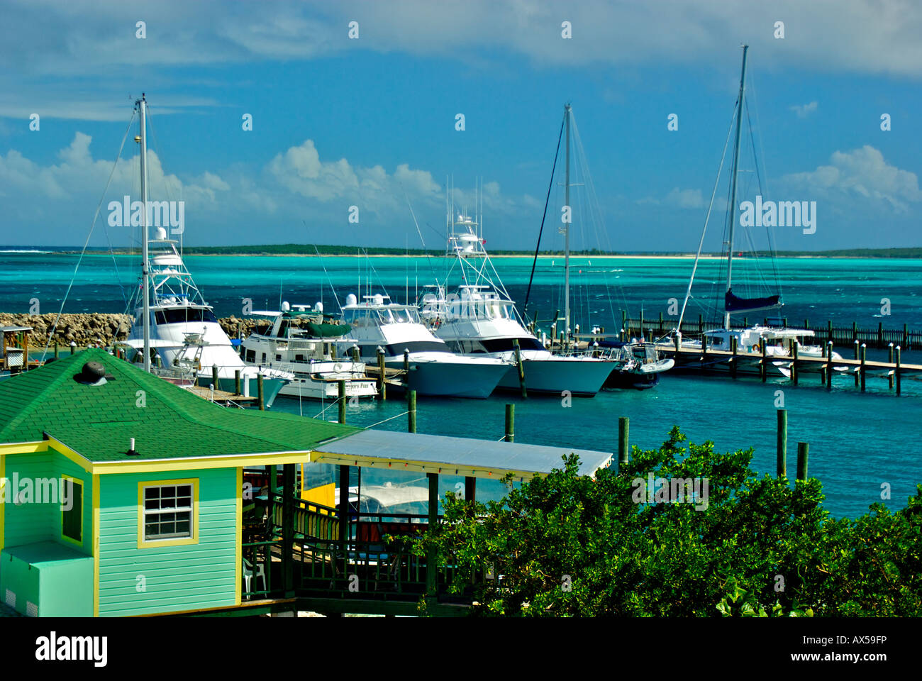 Flying Fish Marina in Clarence Town Long Island Bahamas Stock Photo