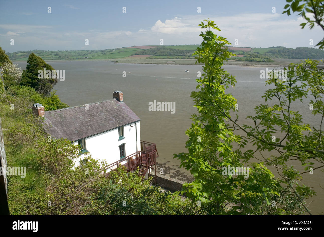 Dylan Thomas Boathouse Laugharne Carmarthenshire Wales Stock Photo