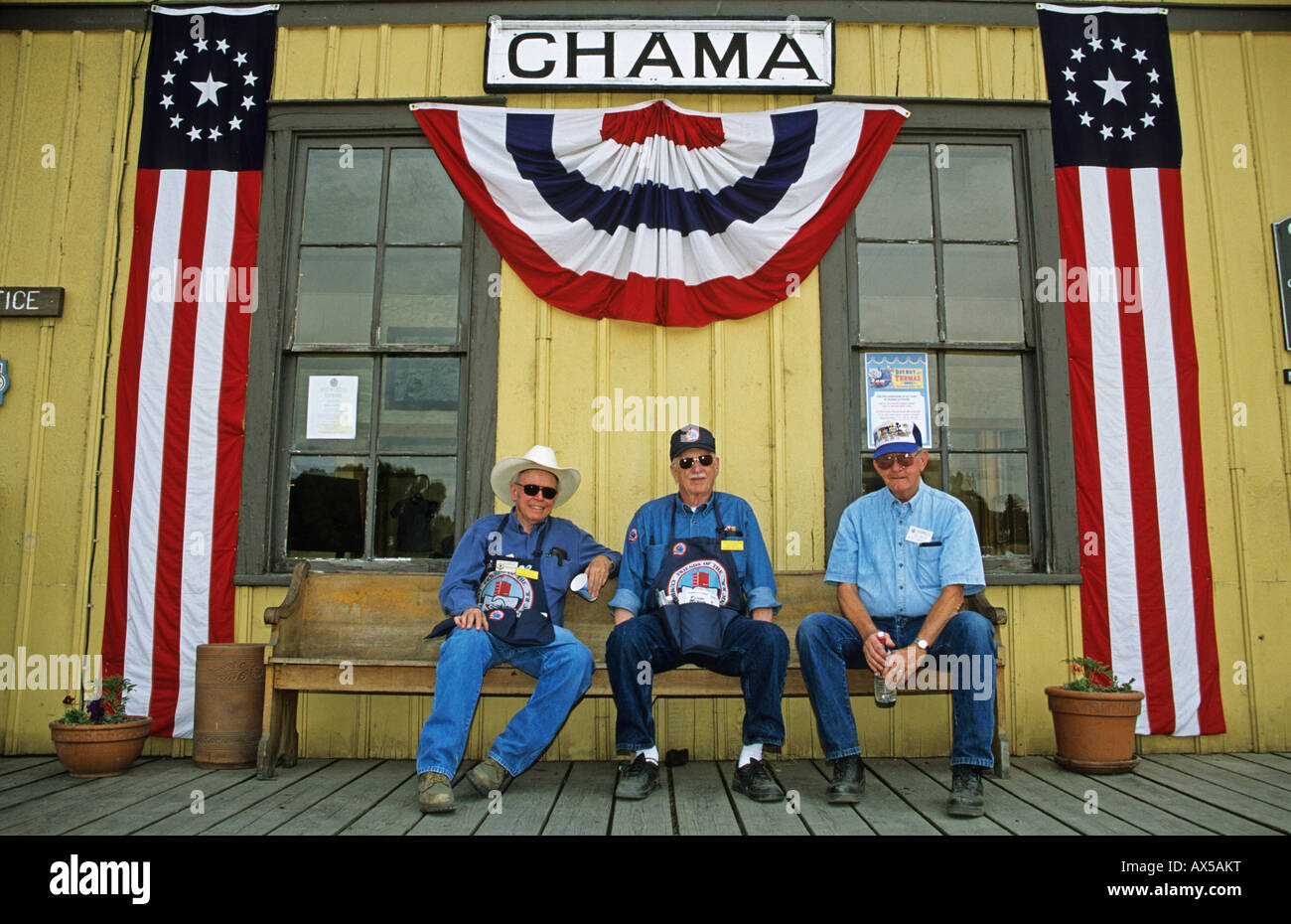 Chama train station, Cumbres and Toltec Scenic Railroad, connecting Colorado and New Mexico, USA, America Stock Photo