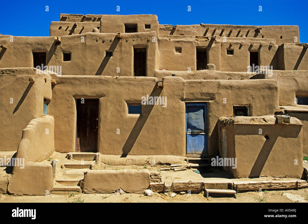 Adobe architecture in Taos Pueblo, New Mexico, USA, America Stock Photo
