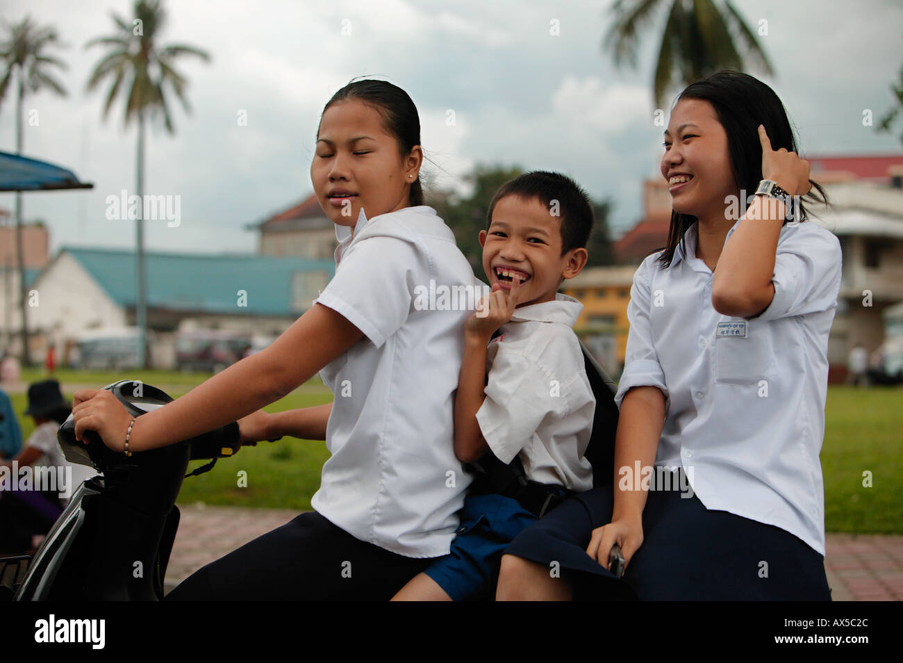 Kids coming from school Phnom Penh Cambodia Asia Stock Photo