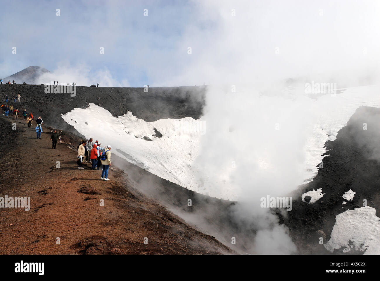 Mount Etna crater from the eruption 2002 Sicily Italy Stock Photo