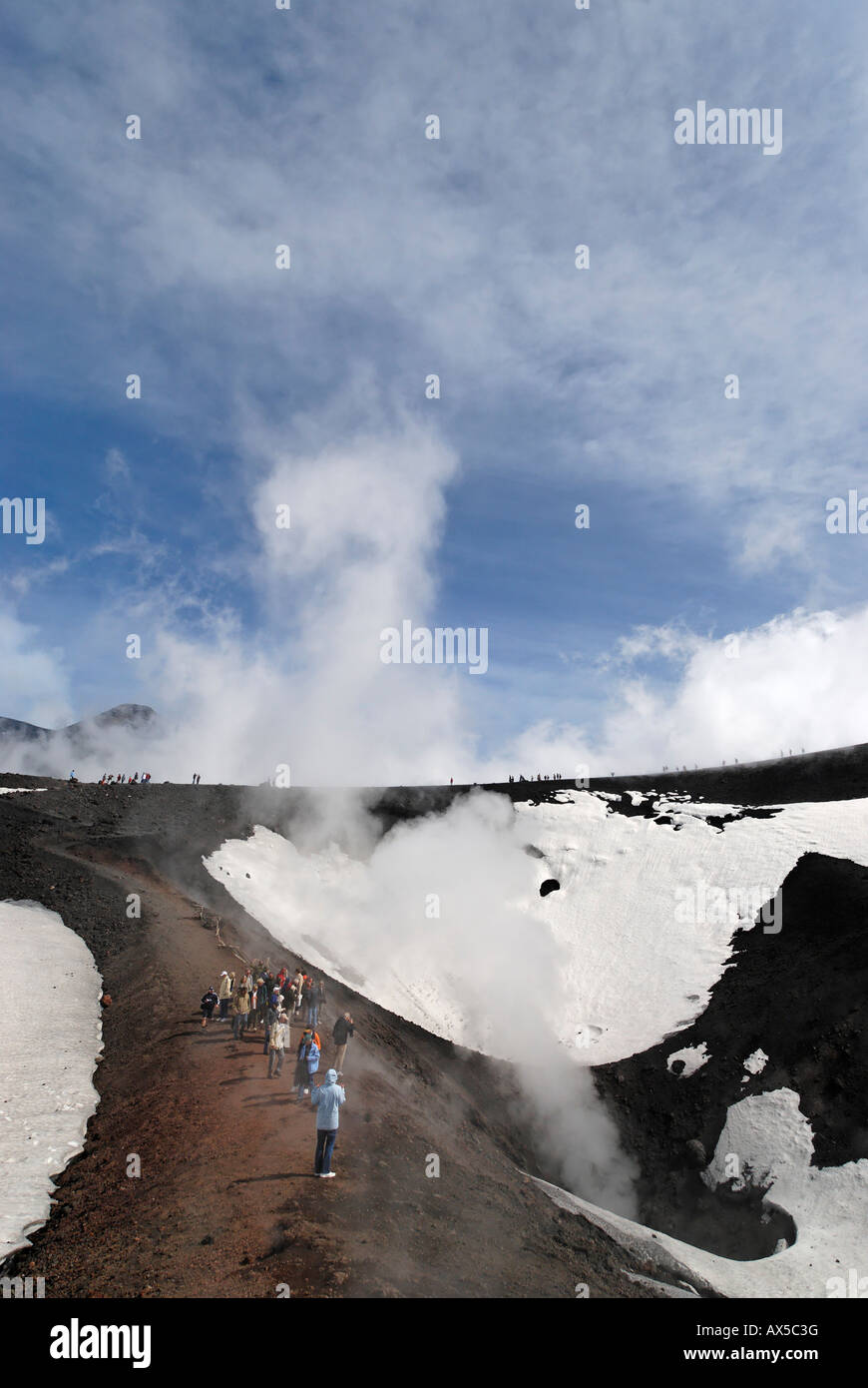 Mount Etna crater from the eruption 2002 Sicily Italy Stock Photo