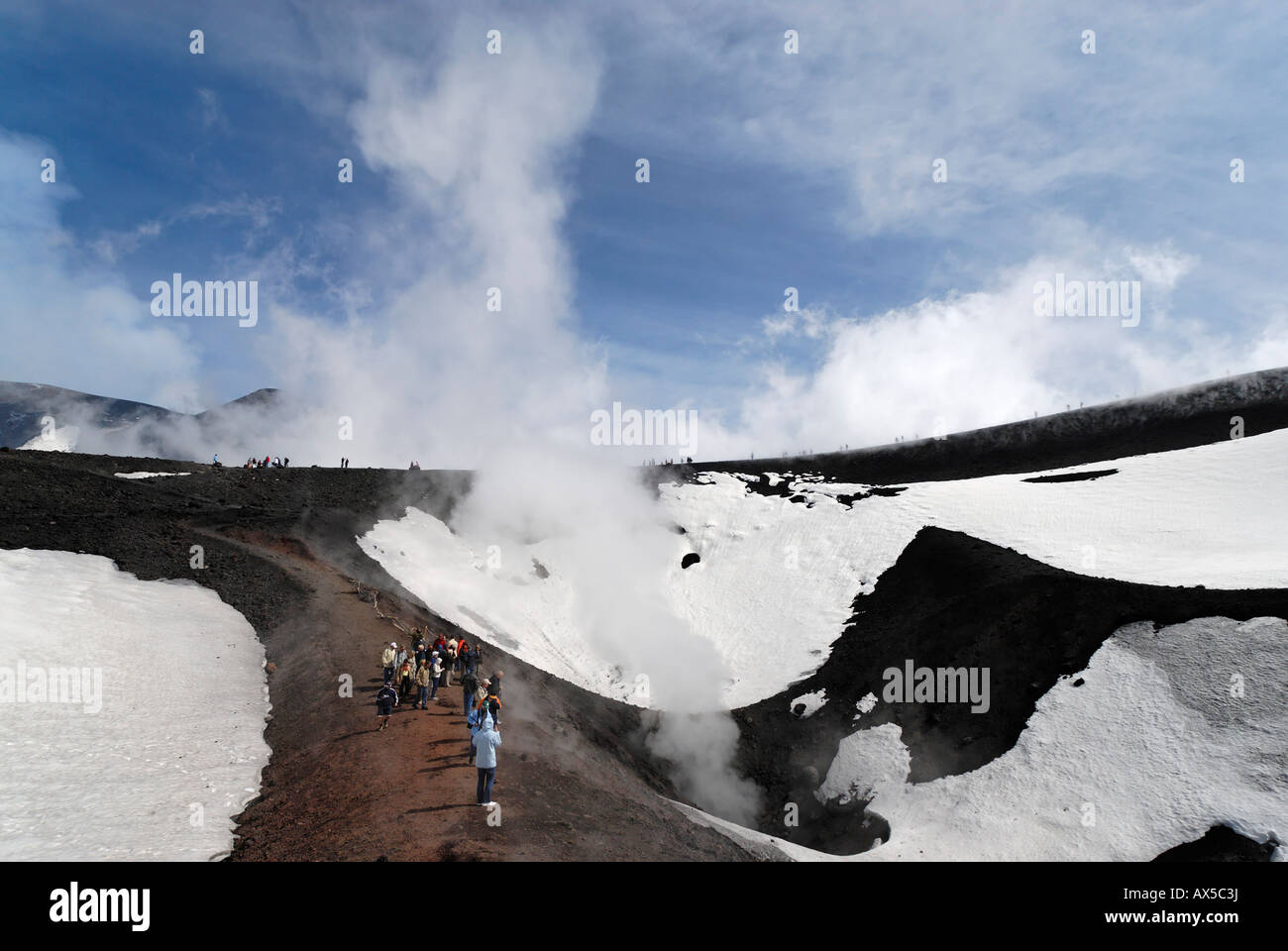 Mount Etna crater from the eruption 2002 Sicily Italy Stock Photo