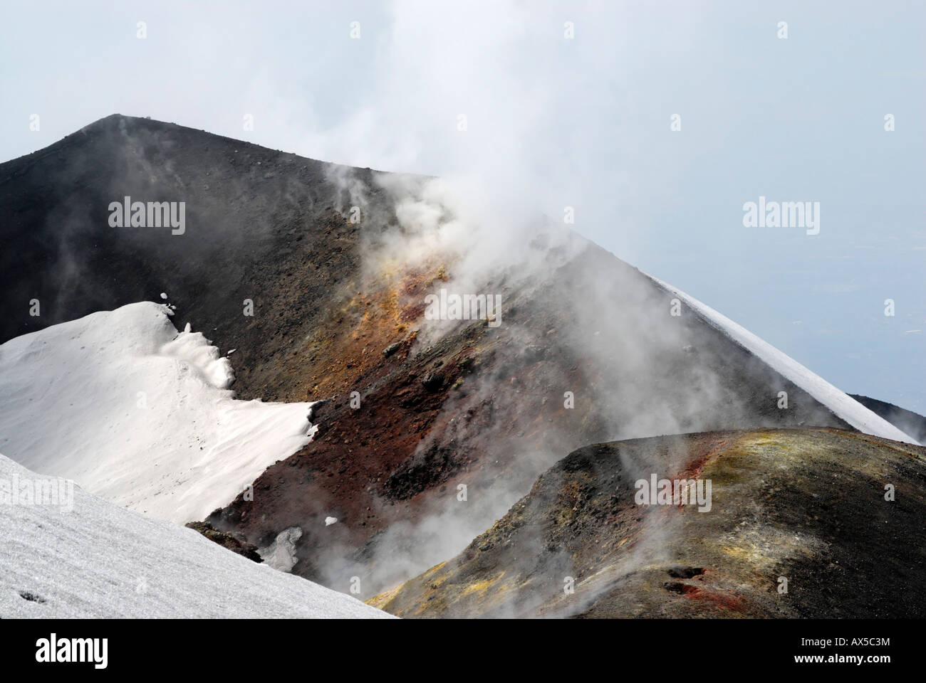 Mount Etna crater from the eruption 2002 Sicily Italy Stock Photo