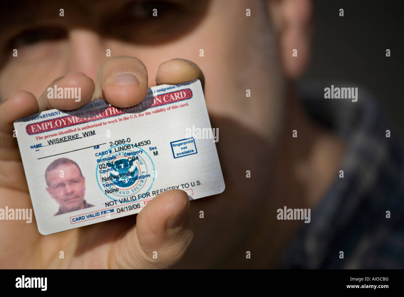 US Employment Authorization Document, EAD card, known popularly as US Work Permit Stock Photo