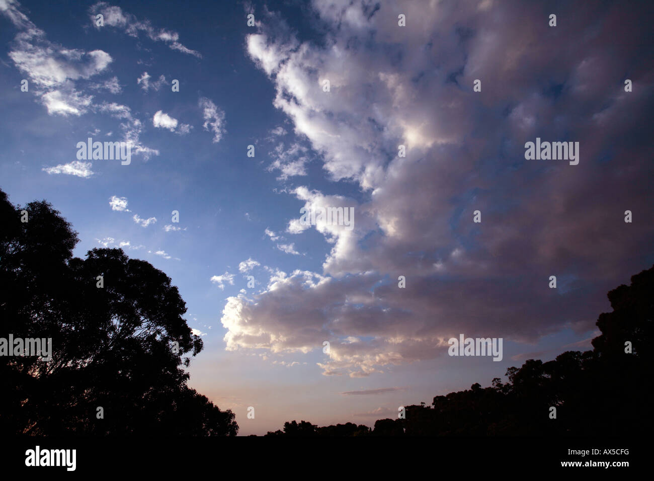 Altocumulus and Altostratus Clouds at Sunset Stock Photo