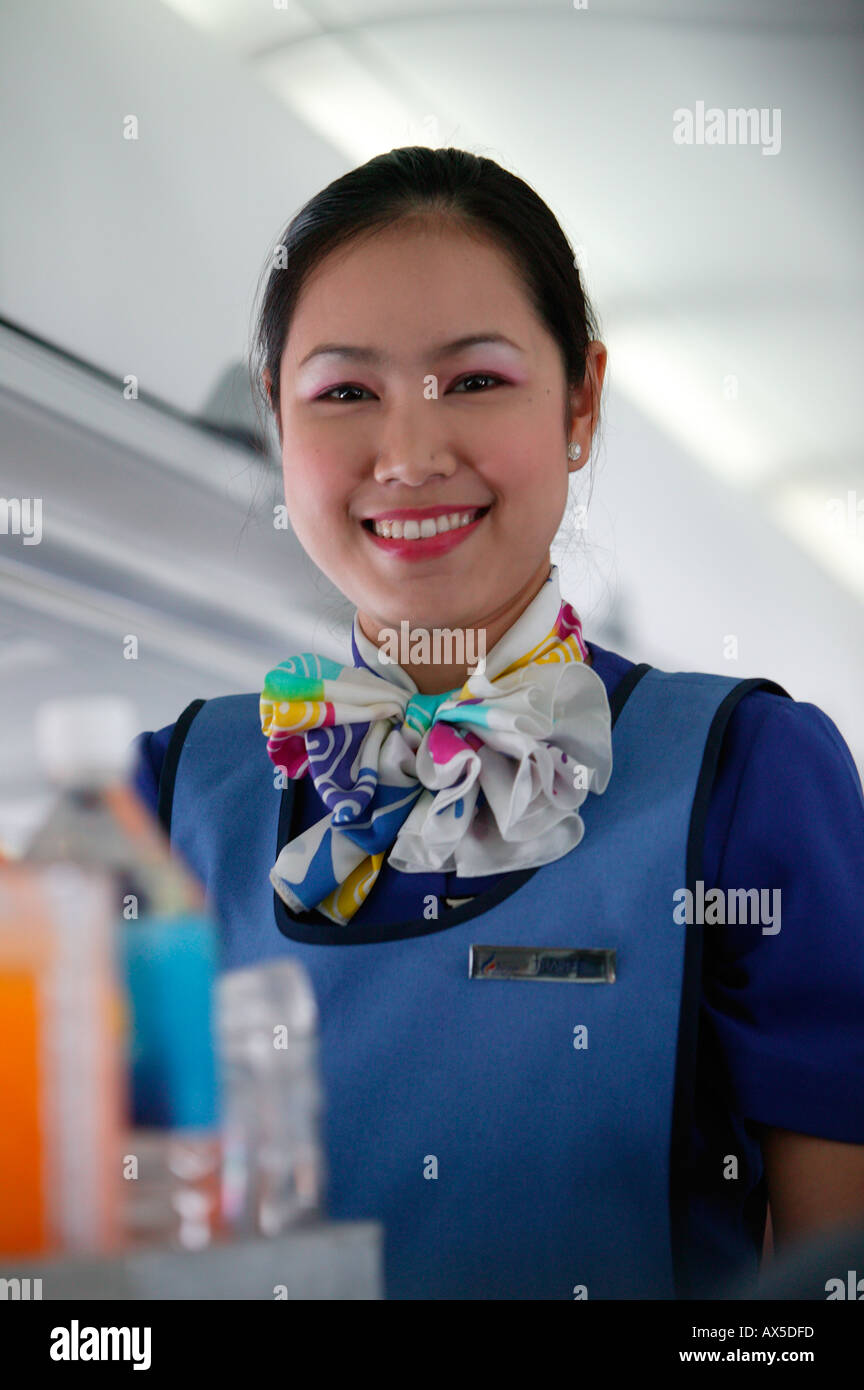 Female flight attendant Portrait Thai Airlines Stock Photo