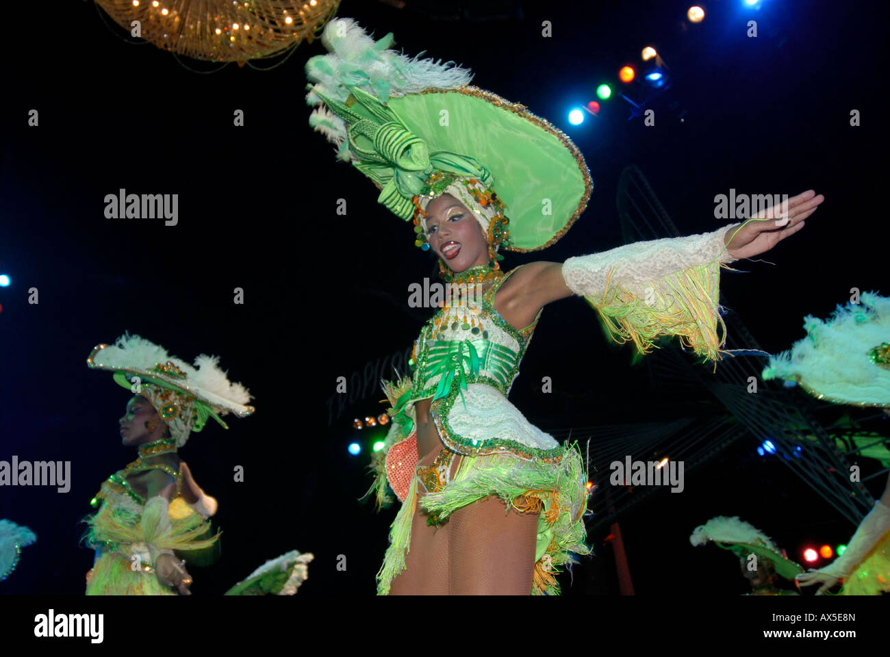 Young woman performing at a dance show, Tropicana nightclub in Havana, Cuba Stock Photo