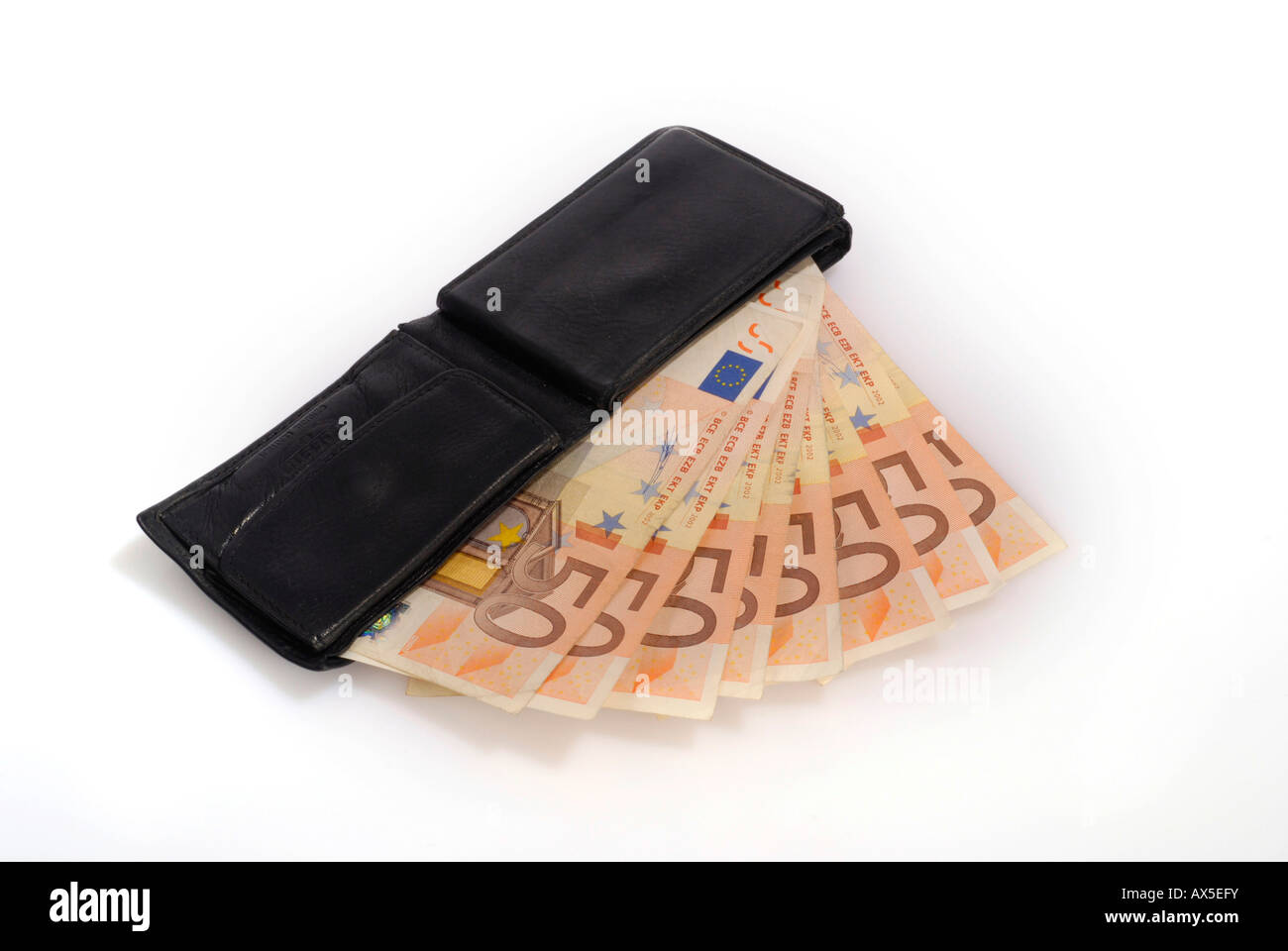 Wallet with Euro money Stock Photo