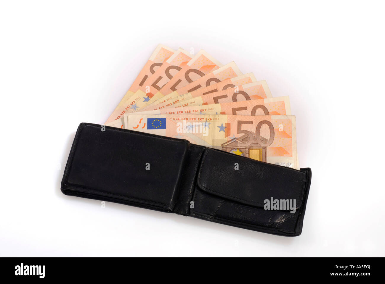 Wallet with Euro money Stock Photo