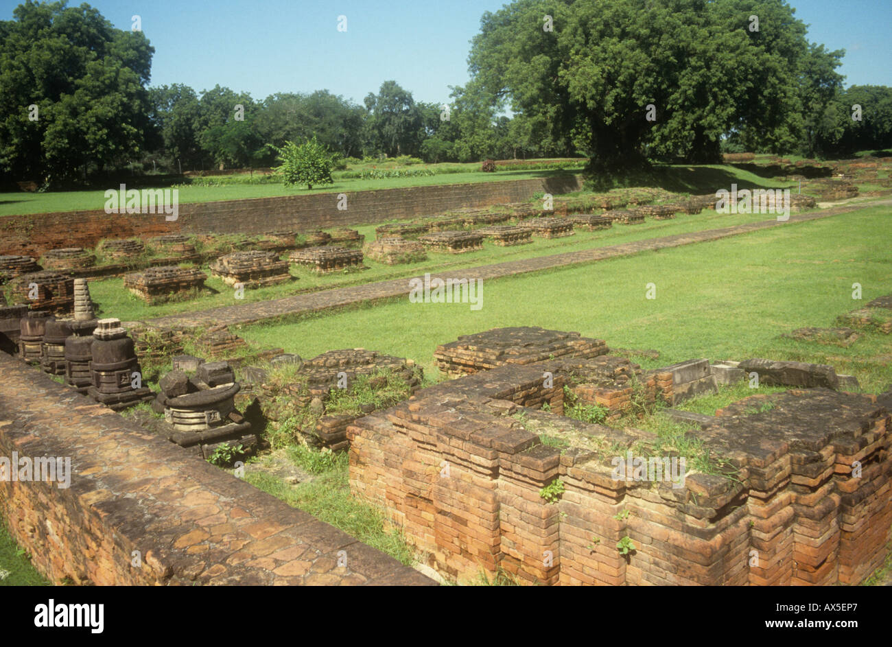 The ruins of  Sarnath, about 10 km from Varanasi,  the place where Buddha chose to deliver his first sermon Stock Photo
