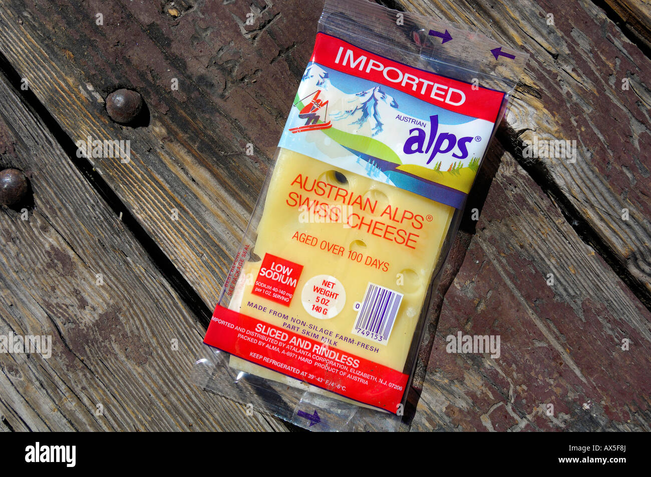 Packet of "Austrian Alps Swiss Cheese, " USA Stock Photo Alamy