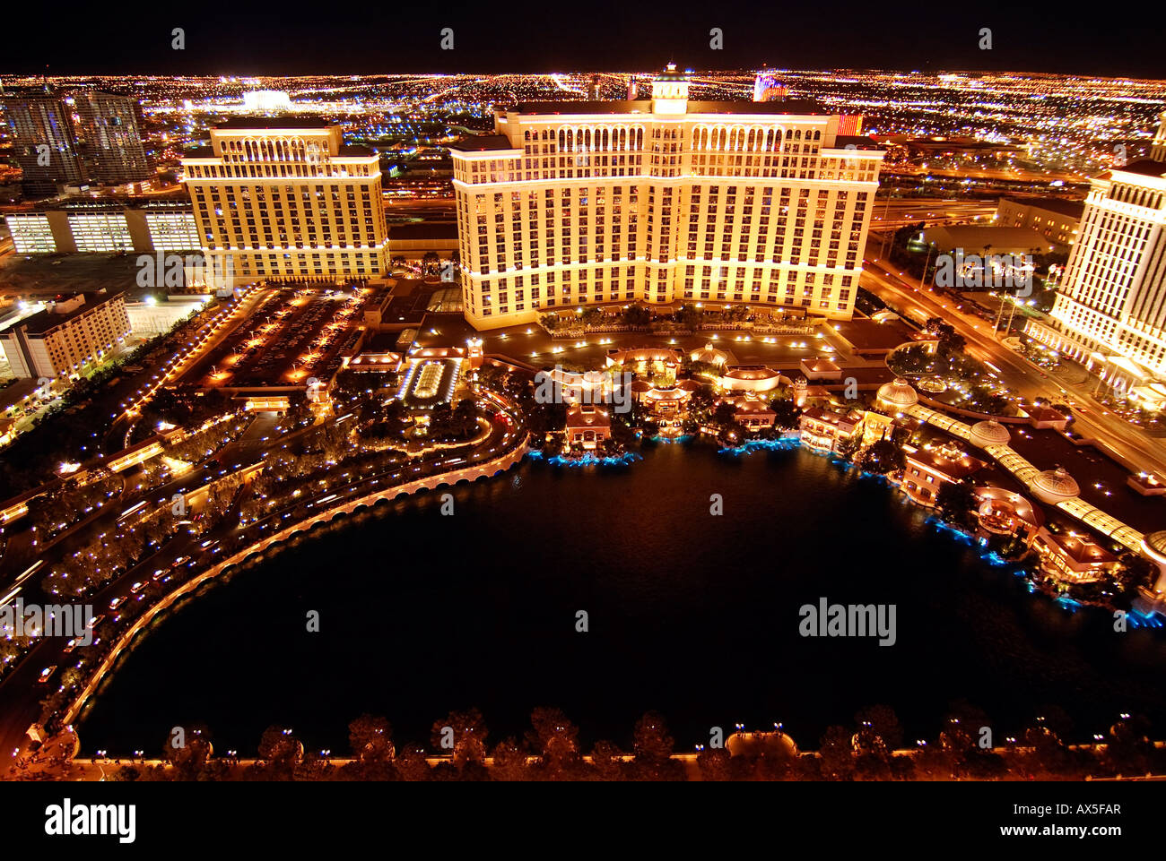 Bellagio Hotel & Casino and Cesar's Palace, Las Vegas Boulevard, Las Vegas, Nevada, USA, North America Stock Photo