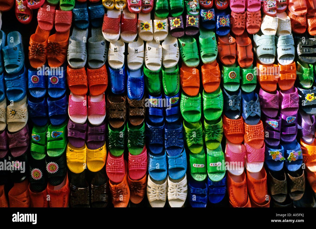Plastic slippers, bazaar in Kashan, Iran Stock Photo - Alamy