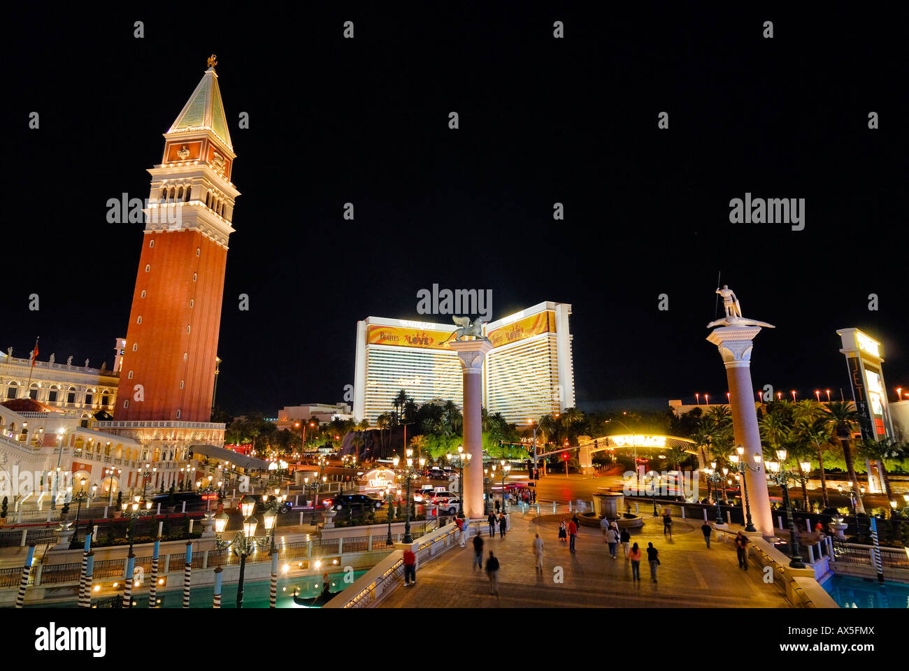 Exterior, Campanile, Venetian Resort Hotel & Casino on the Strip, Las Vegas Boulevard, Las Vegas, Nevada, USA, North America Stock Photo