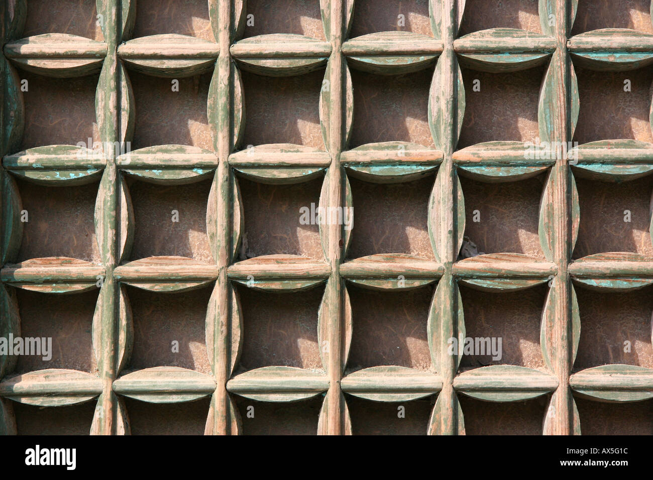Detail of a wooden door at a temple in Korea Stock Photo