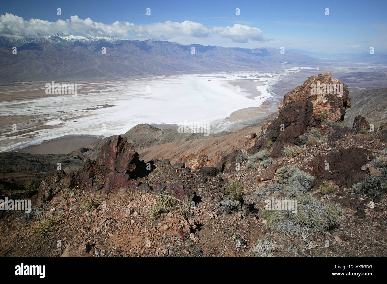 Borax lakes seen from Dante's View, Death Valley National Park, California, USA, North America Stock Photo