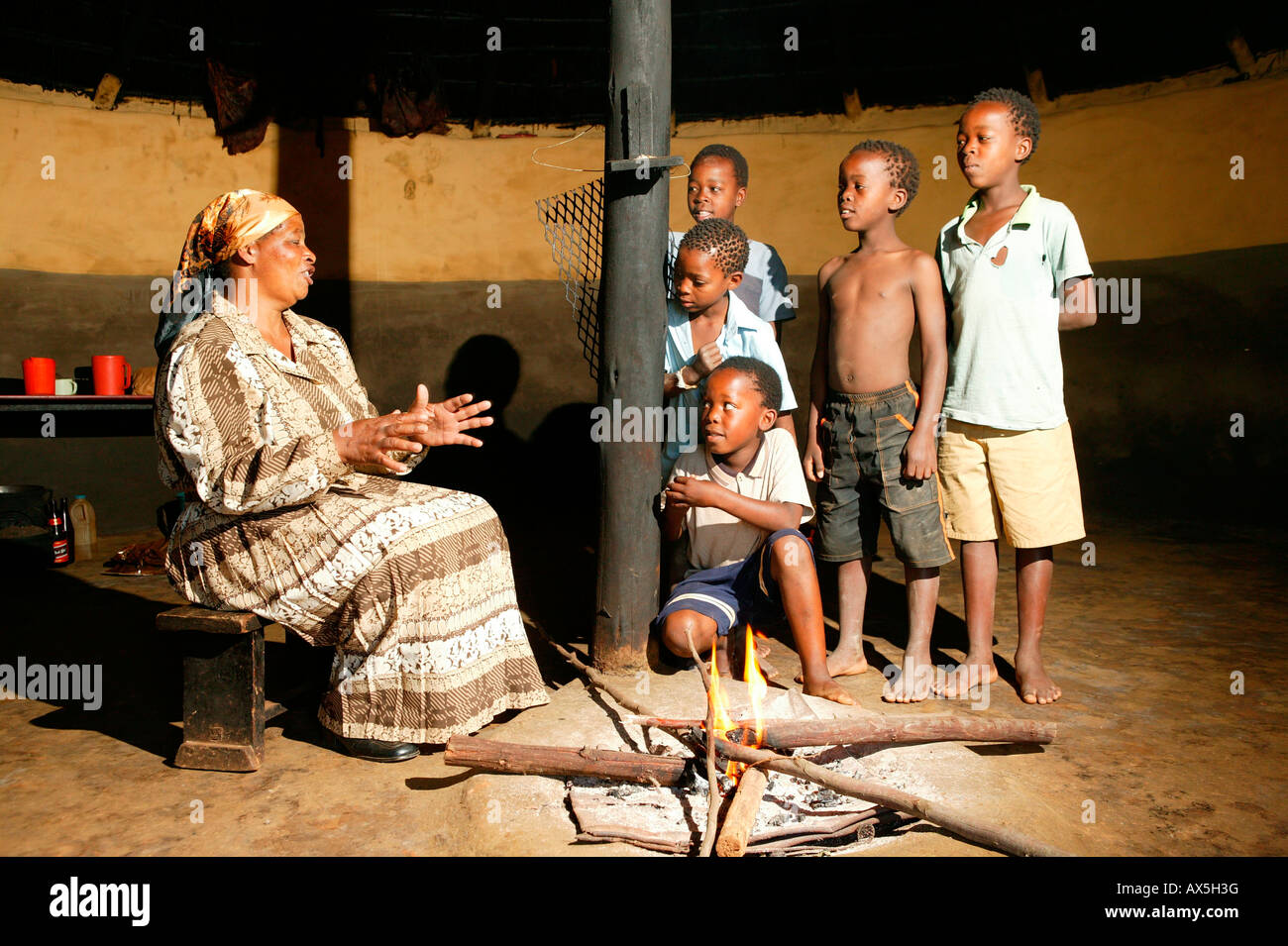 Grandmother and her grandchildren in Pietermaritzburg, South Africa, Africa Stock Photo