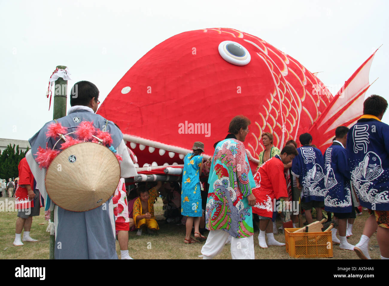 Giant fish float at a summer festival in Japan Stock Photo