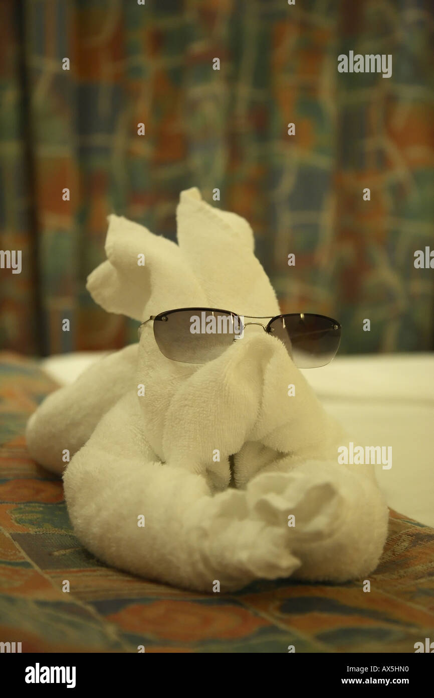 Bunny Rabbit folded towel animal Stock Photo Alamy