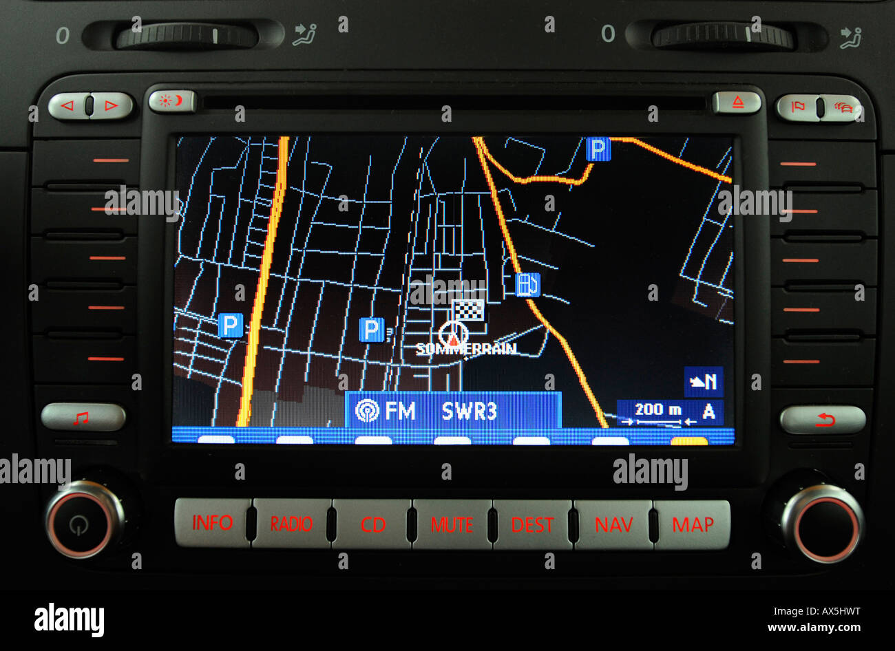 Navigation system in a VW Golf V Stock Photo - Alamy