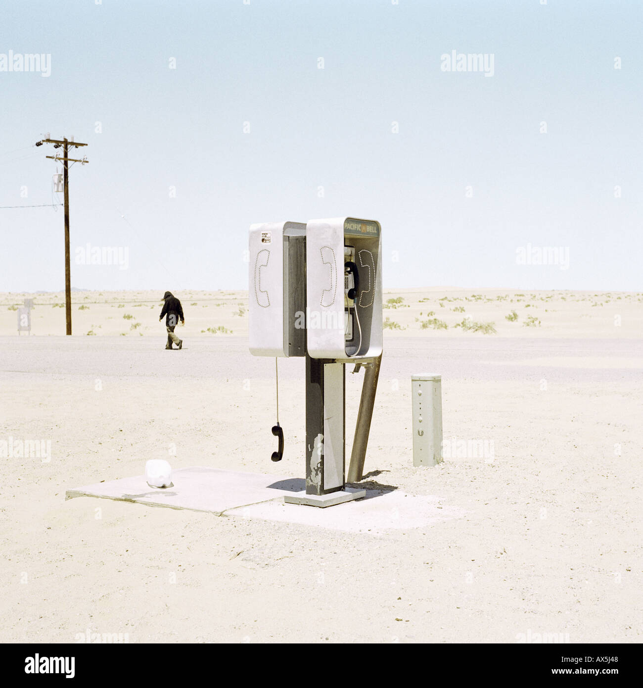 Public telephone receiver off the hook Death Valley USA Stock Photo Alamy