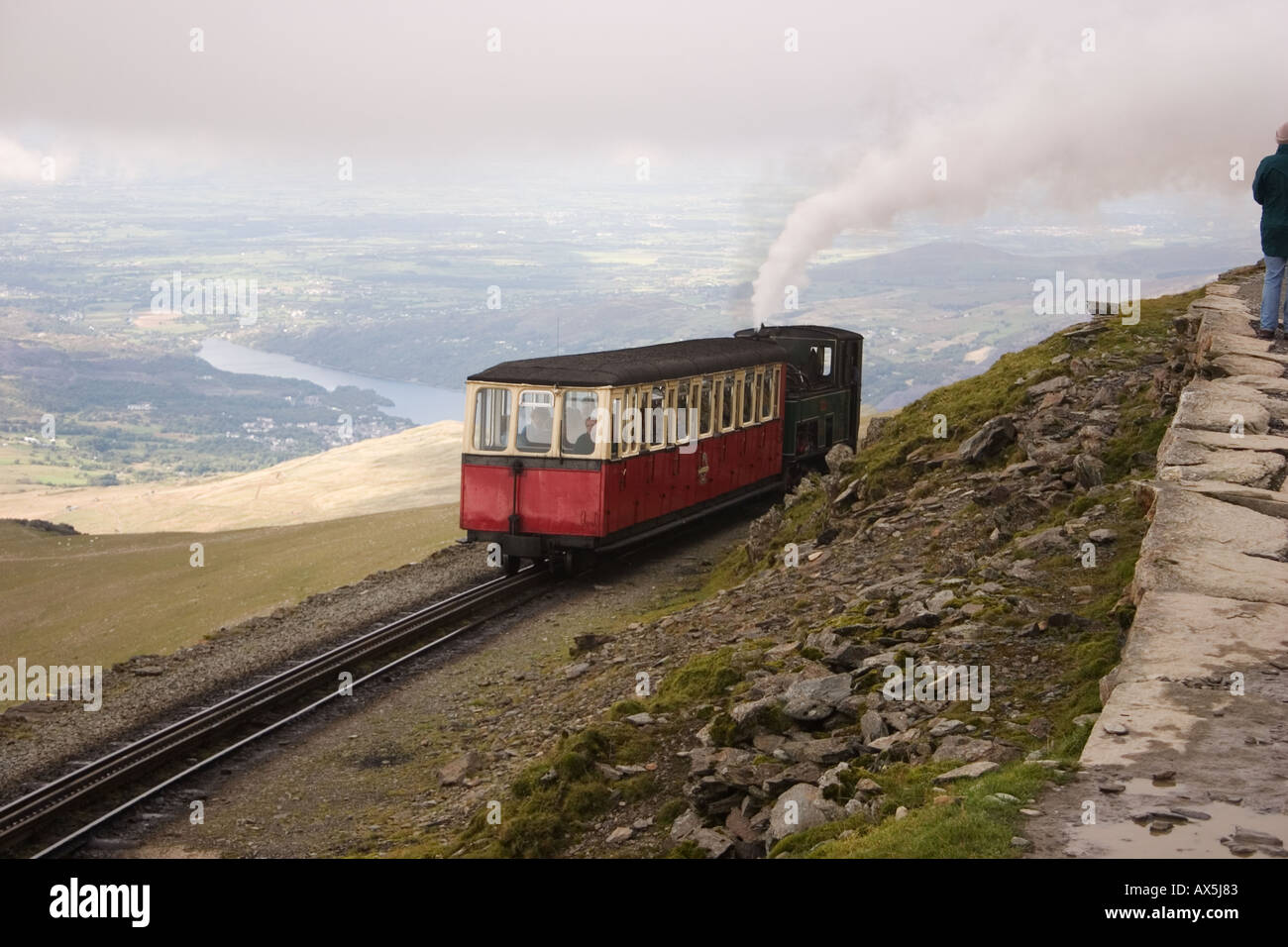 The Snowdon Mountain Railway near the summit North Wales Stock Photo ...