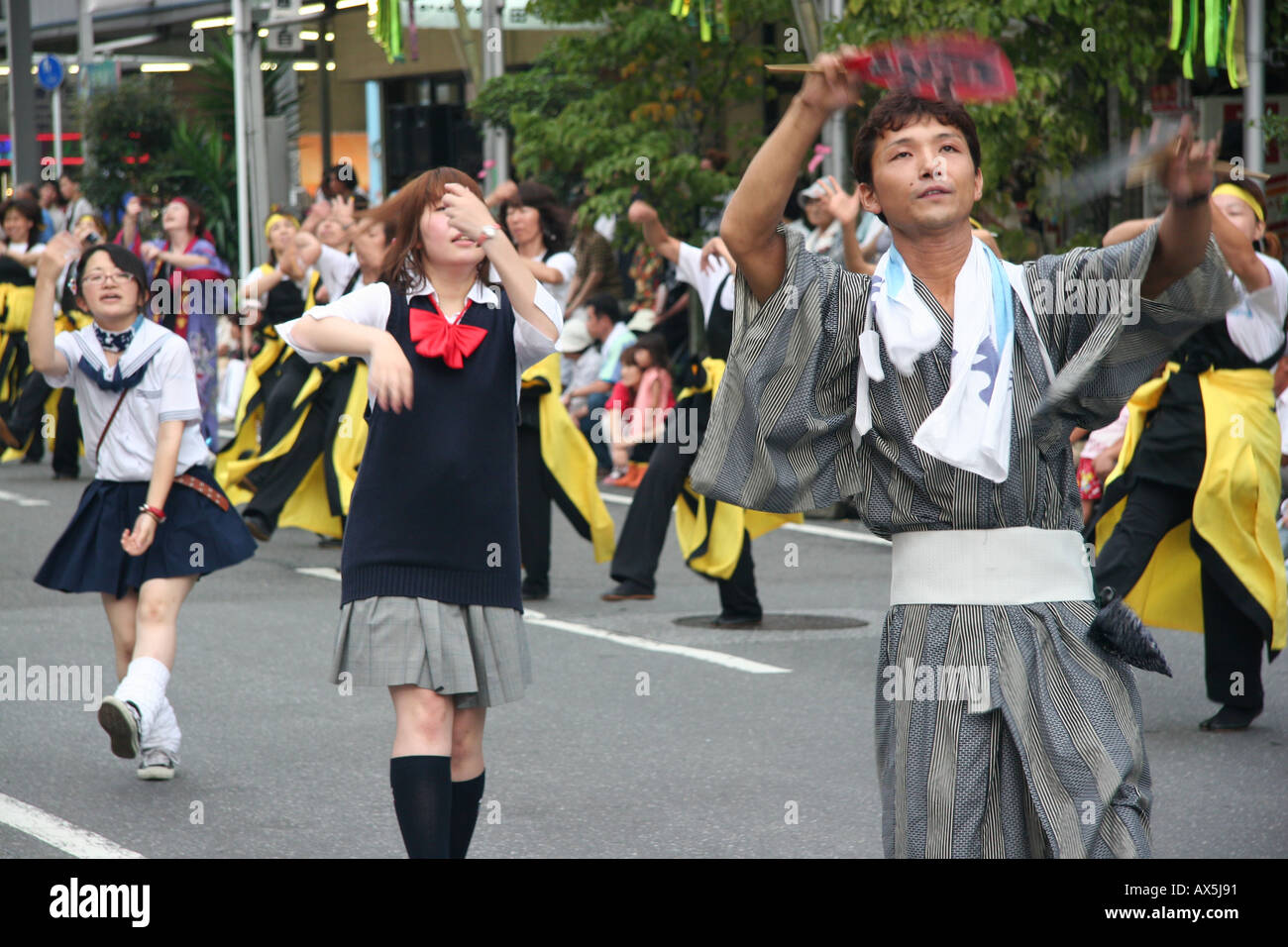 Yosakoi modern festival dance at a summer festival in Japan Stock Photo