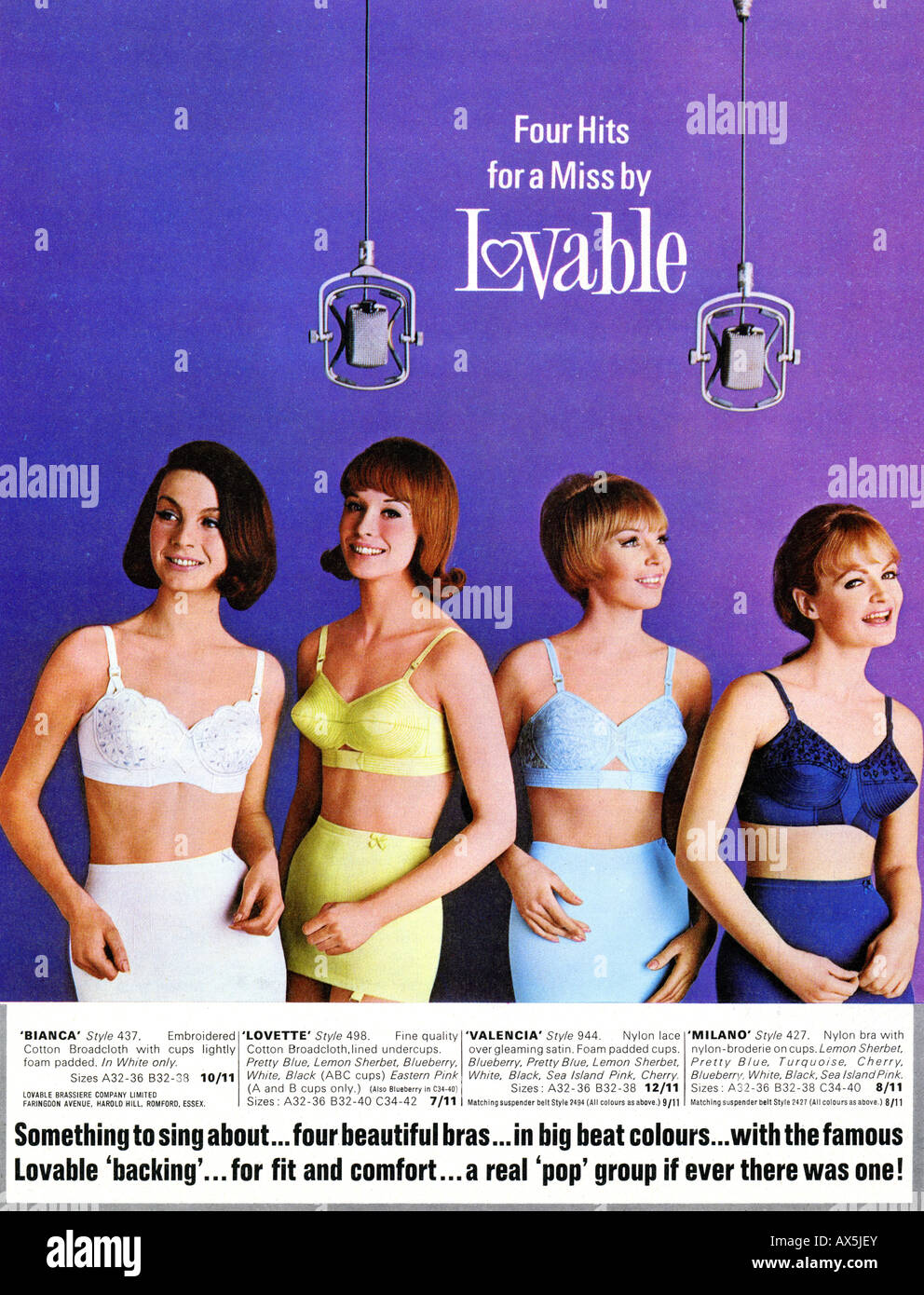 1960s Sixties advertisement for Bras Brassieres by Lovable 1965 FOR  EDITORIAL USE ONLY Stock Photo - Alamy