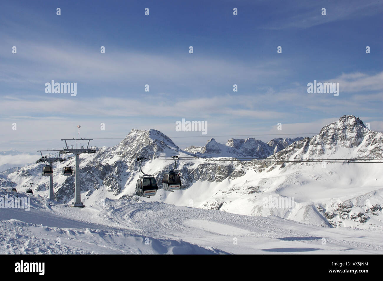 Gondola lift, Moelltalgletscher (Moell Valley Glacier) ski area, Carinthia, Austria, Europe Stock Photo