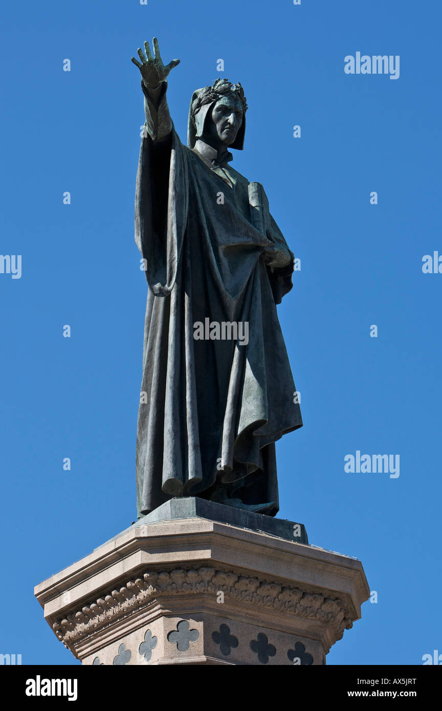 Statue of Dante Alighieri, Dante Memorial in Trento, Northern Italy, Europe Stock Photo