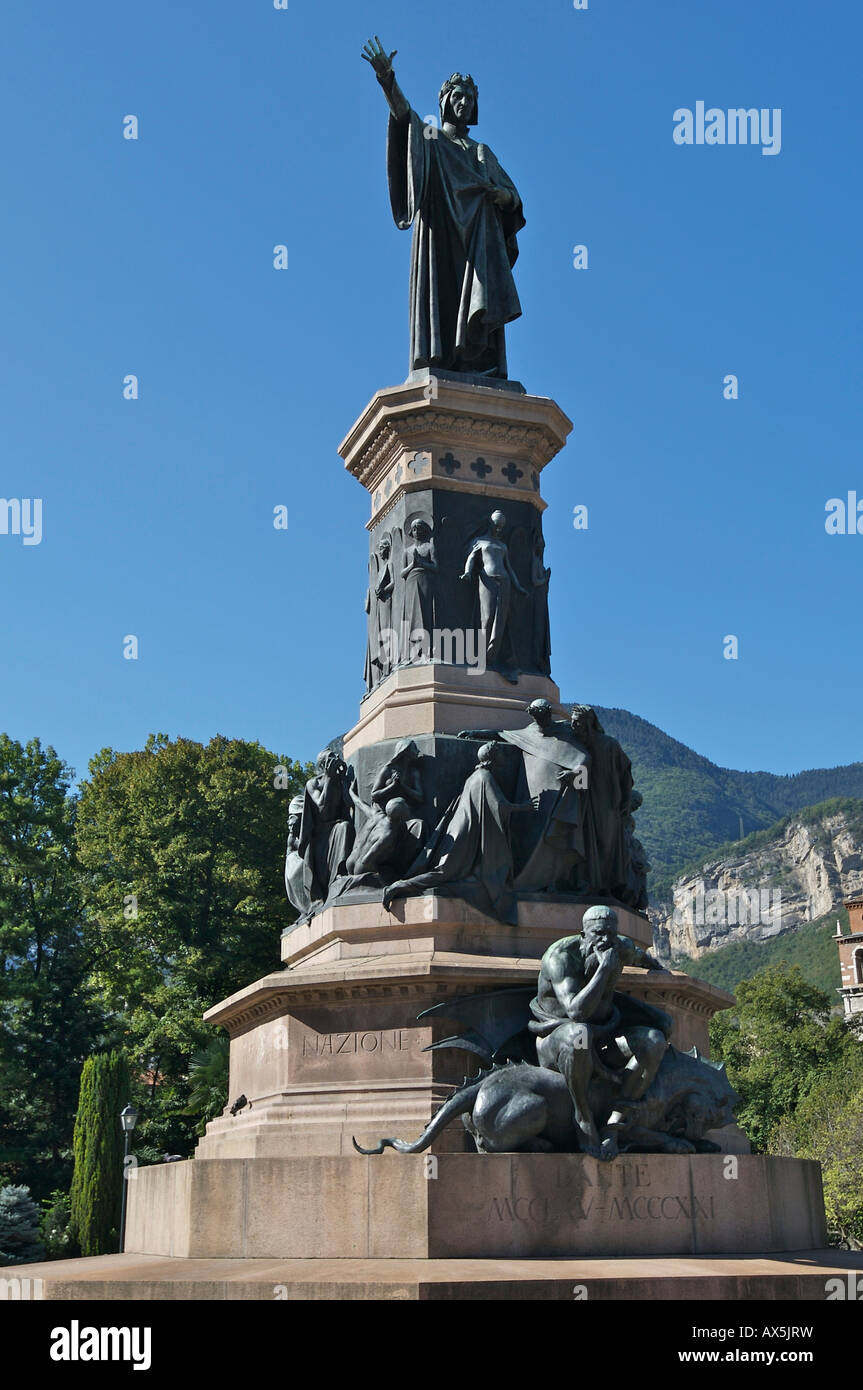 Dante Memorial in Trento, Northern Italy, Europe Stock Photo
