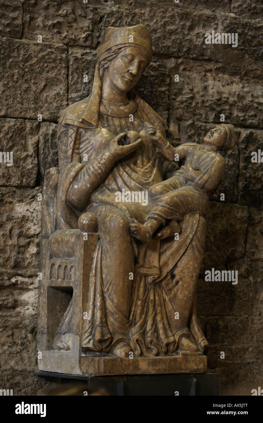 Romanesque Madonna statue designed by Adamo d'Arogno, St. Vigilius Cathedral, Trento, Northern Italy, Europe Stock Photo