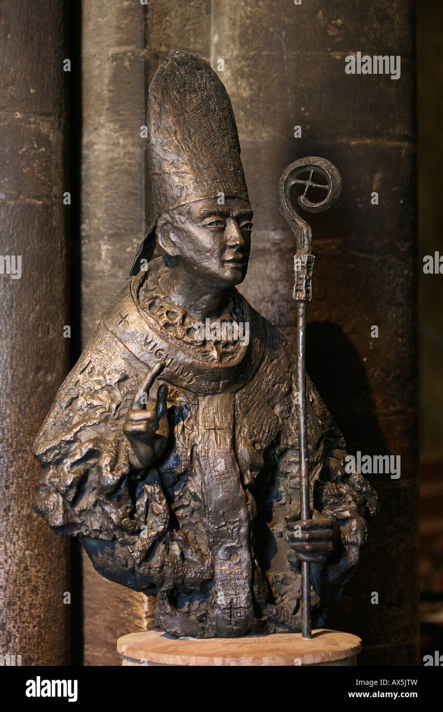 Statue of St. Vigilius, St. Vigilius Cathedral, Trento, Northern Italy, Europe Stock Photo