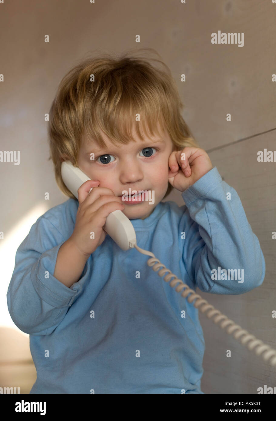 Boy talking at the phone Stock Photo